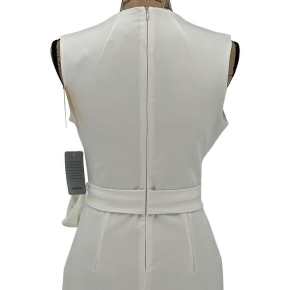Alexia Admor Fara Dress Ivory Midi Sheath Tie Belt Sleeveless D3517 Women Size 4 - Picture 8 of 13